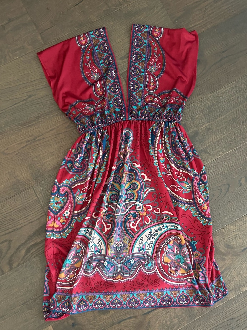 Flying Tomato Red Paisley V-Neck Women’s Dress Large